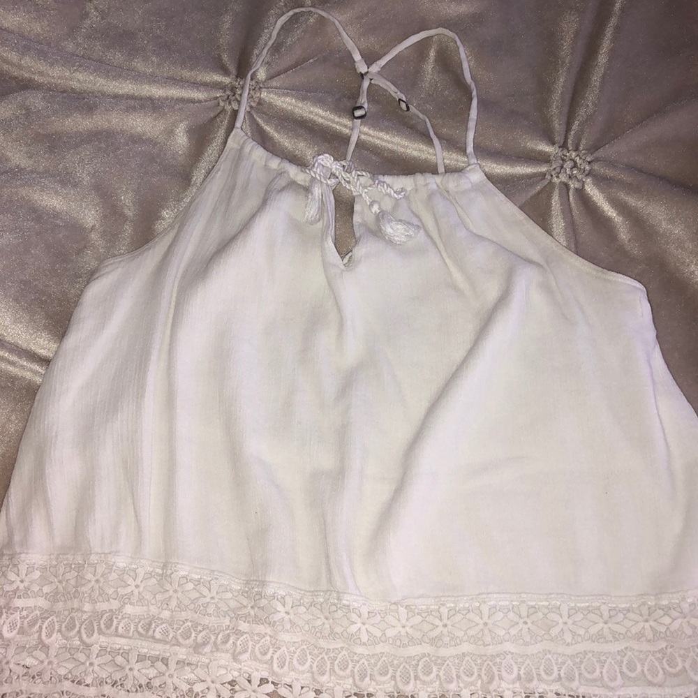abercrombie & fitch white crochet tank